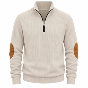 Herren Cord-Pullover mit Viertelreißverschluss