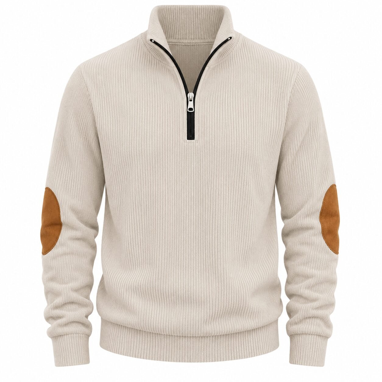 Herren Cord-Pullover mit Viertelreißverschluss