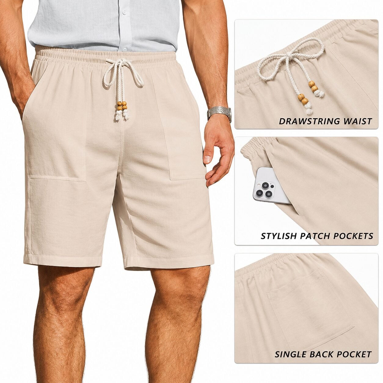 Herren Freizeitshorts Leinenlook - Image 5