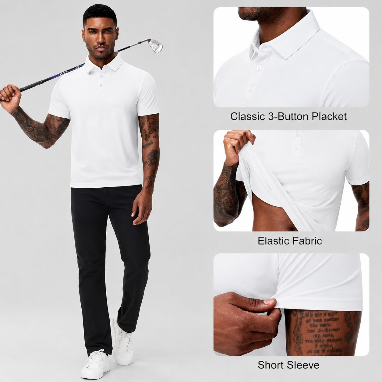 Herren Polo Shirt Slim Fit Baumwolle - Image 3