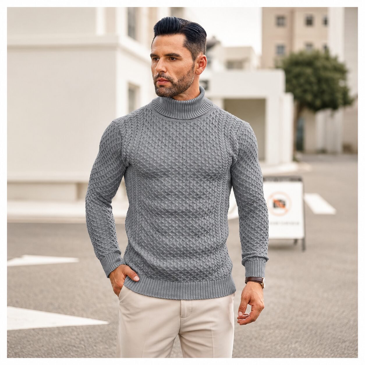 Herren Rollkragen-Strickpullover - Image 2